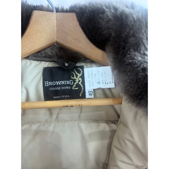 Vintage '80's Men's Browning Goose Down Coat Faux Fur Collar w/Hood Size 40 - Picture 2 of 16